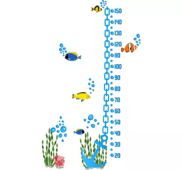 Anchor with fishes height chart wall sticker - TenStickers