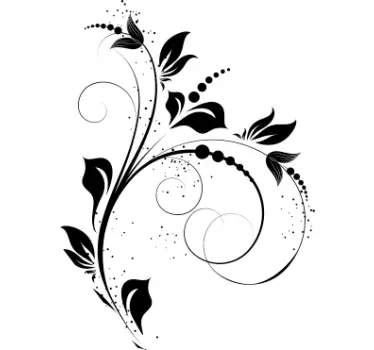 Floral Ornamental Curve Wall Sticker - TenStickers