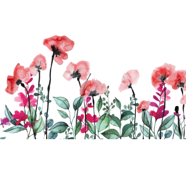Flowering poppies window sticker - TenStickers