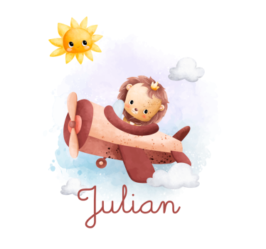 flying lion with name window sticker - TenStickers