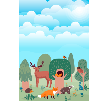 forest animals scene window sticker - TenStickers