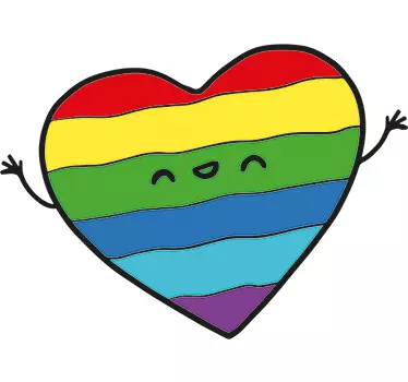 Gay pride flag heart with hands love wall sticker - TenStickers