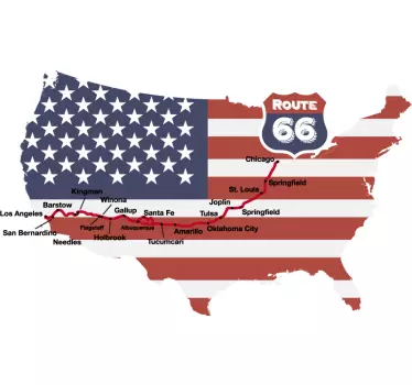 Route 66 united states map wall decor - TenStickers