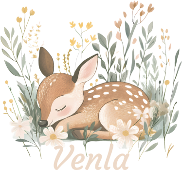 Sleeping deer with name wall sticker - TenStickers