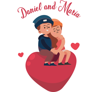 couple in love with your names  fridge sticker - TenStickers