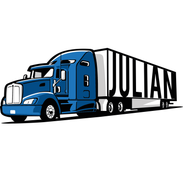 personalized blue truck toy sticker - TenStickers