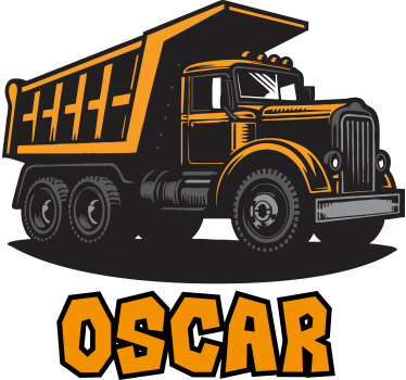 personalized orange contruction truck toy sticker - TenStickers