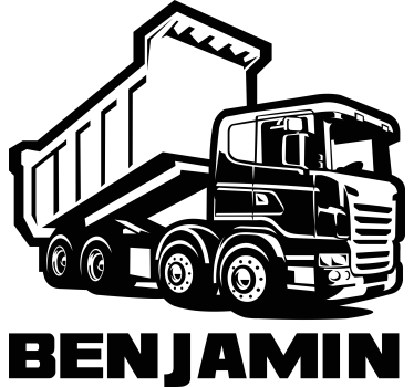 contruction truck with name toy sticker - TenStickers