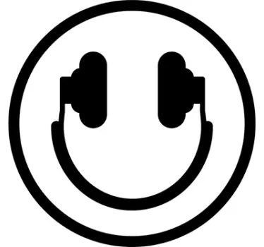 Headphones happy face emoji wall sticker - TenStickers
