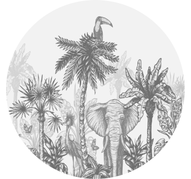 Gray safari cercle wall sticker - TenStickers