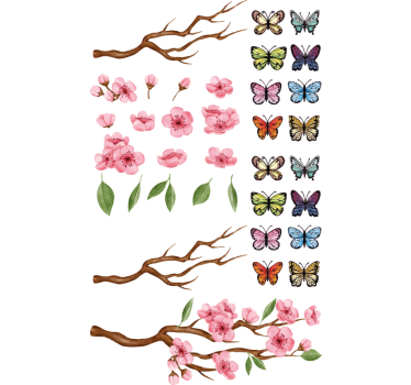 Branches and butterflies window sticker - TenStickers