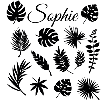 Monstera leaves with name window sticker - TenStickers