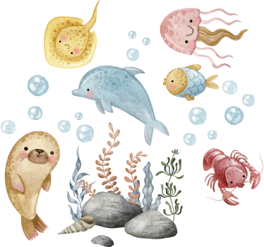 Happy watercolour sea wall sticker - TenStickers