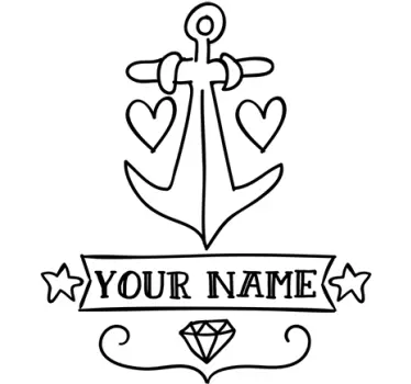 Anchor with customizable name nautical wall decal - TenStickers