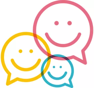 Colourful Happy Face Speech Bubble Sticker - TenStickers