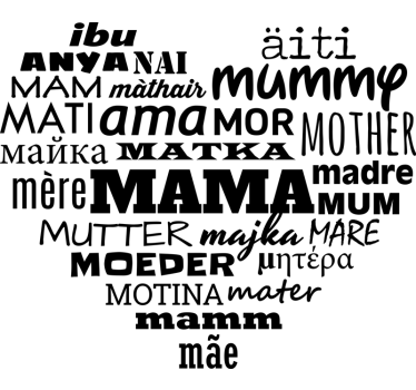 Mother word cloud heart shape shop window sticker - TenStickers