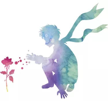 Colourful Little Prince and Rose Sticker - TenStickers