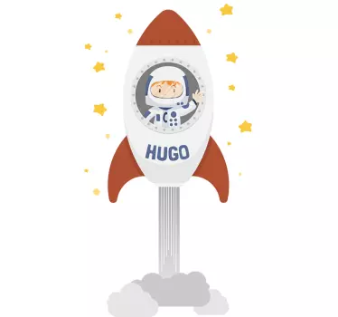 Personalised kids rocket space wall sticker - TenStickers