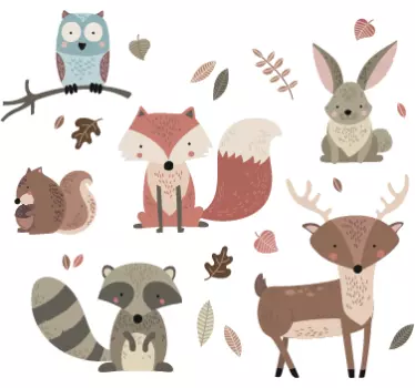 Woodland Animals Children's Sticker - TenStickers
