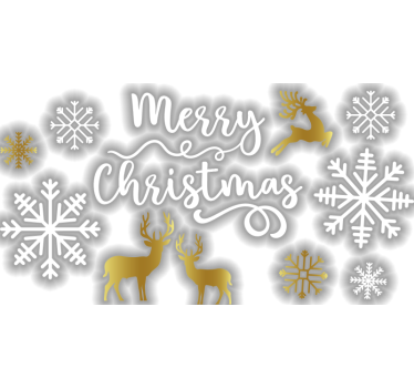 Golden deers scenary shop window sticker - TenStickers