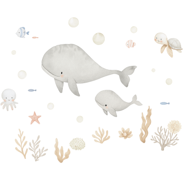 Pastel sea animals illustration sticker - TenStickers