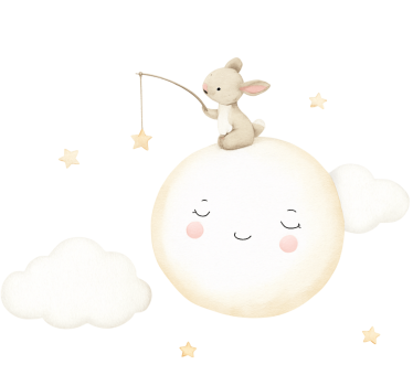 Rabbit on the moon childrens' wall stickers - TenStickers