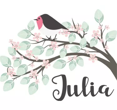 Children´s Personalised Tree and Bird Sticker - TenStickers