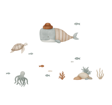 Boho ocean animals illustration sticker - TenStickers