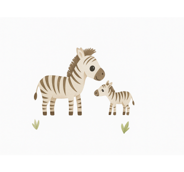 Mother and child zebra illustration sticker - TenStickers