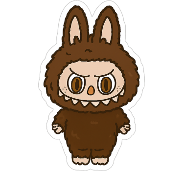 Brown monster doll illustration sticker - TenStickers