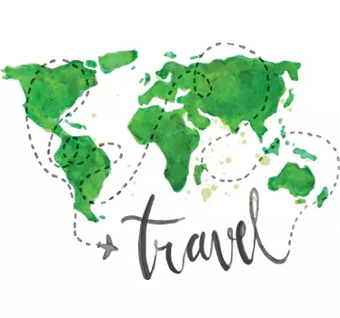Travel and plane world map sticker - TenStickers