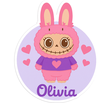Bunny monster with name illustration sticker - TenStickers