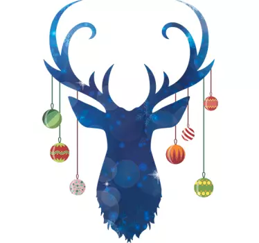 Reindeer  and baubles christmas wall sticker - TenStickers