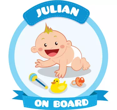 Customised name cute baby on board sticker - TenStickers