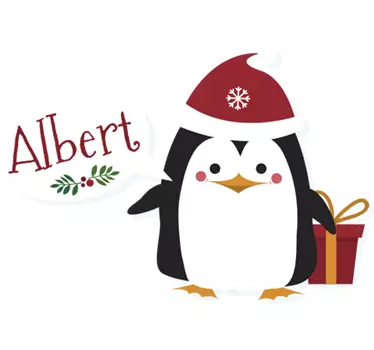 Personalised penguin christmas wall sticker - TenStickers
