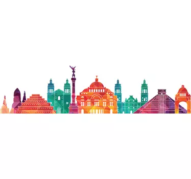Mexico city skyline silhouette wall sticker - TenStickers