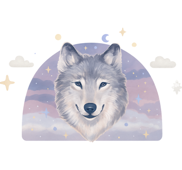 Night wolf spirit wall mural sticker - TenStickers