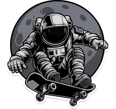 Skater astronaut wall mural sticker - TenStickers