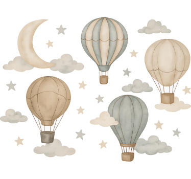 Starry balloons wall mural sticker - TenStickers