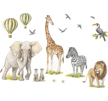 Pastel safari balloons wall sticker - TenStickers