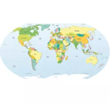 Political World Map Sticker - TenStickers