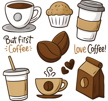 Coffee lovers cluster restaurant sticker - TenStickers