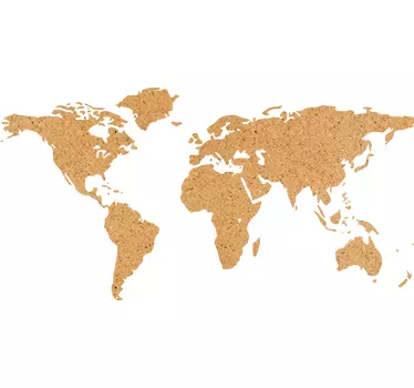 Cork imitation world map wall sticker - TenStickers