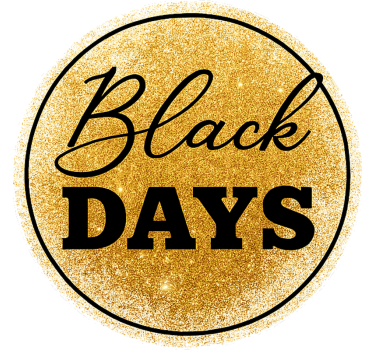 Black friday sticker white and gold "black days" - TenStickers