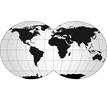 World Map with Double Globe Sticker - TenStickers