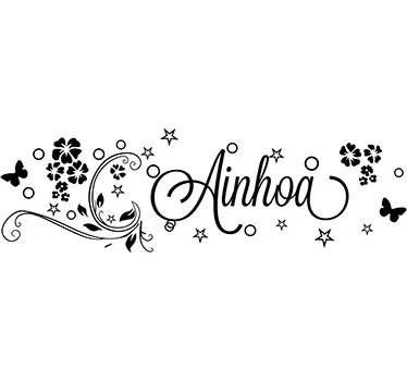 Floral customizable name sticker floral wall sticker - TenStickers