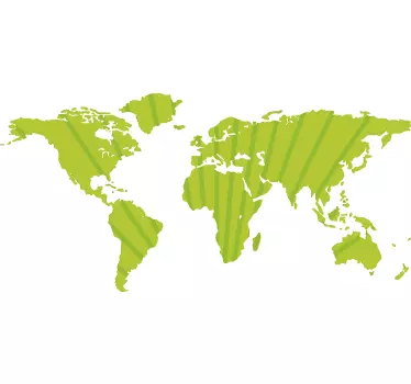 Green world map wall sticker - TenStickers