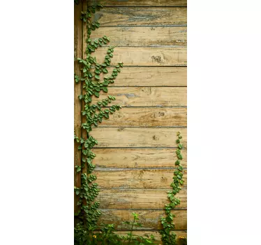 Plant on the wood 3D door sticker - TenStickers