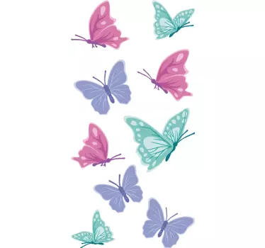 Set of pastel butterfly wall sticker - TenStickers