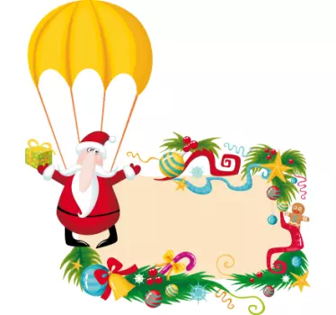 Santa with Parachute Customisable Sticker - TenStickers